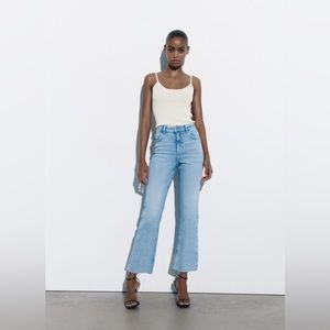 Zara Cropped High Rise Flare Jeans